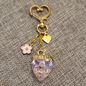 Gold and Pink Strawberry Keychain